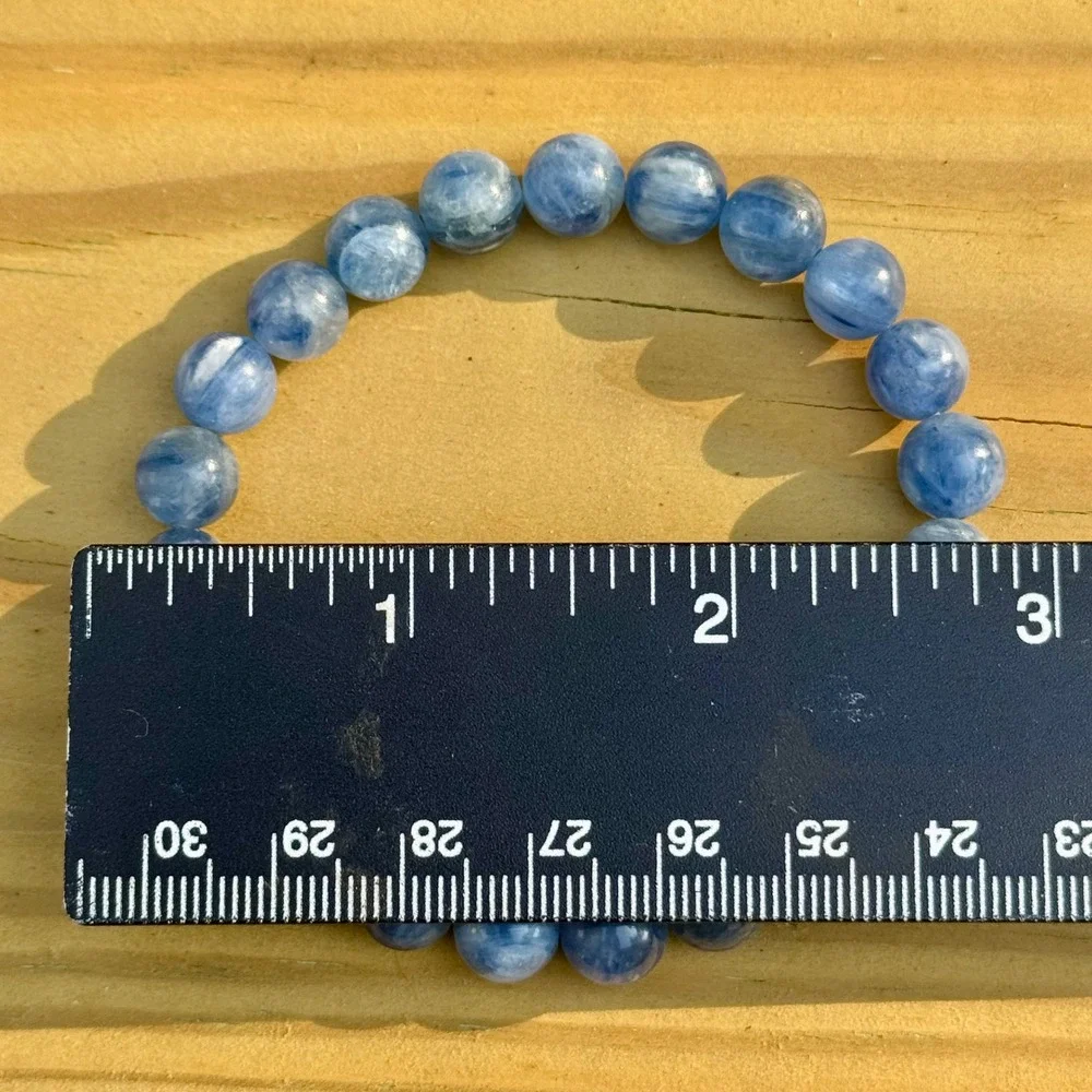 Natural Blue Kyanite Beaded Stretch Bracelet Polished‎ Round Gemstone 8mm Rare